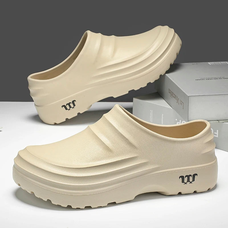 New Men's Anti-slip Chef Shoes Sandals For Men Working Shoes Waterproof Fashion Garden Shoes Clogs For Beach Slippers Size 36-48