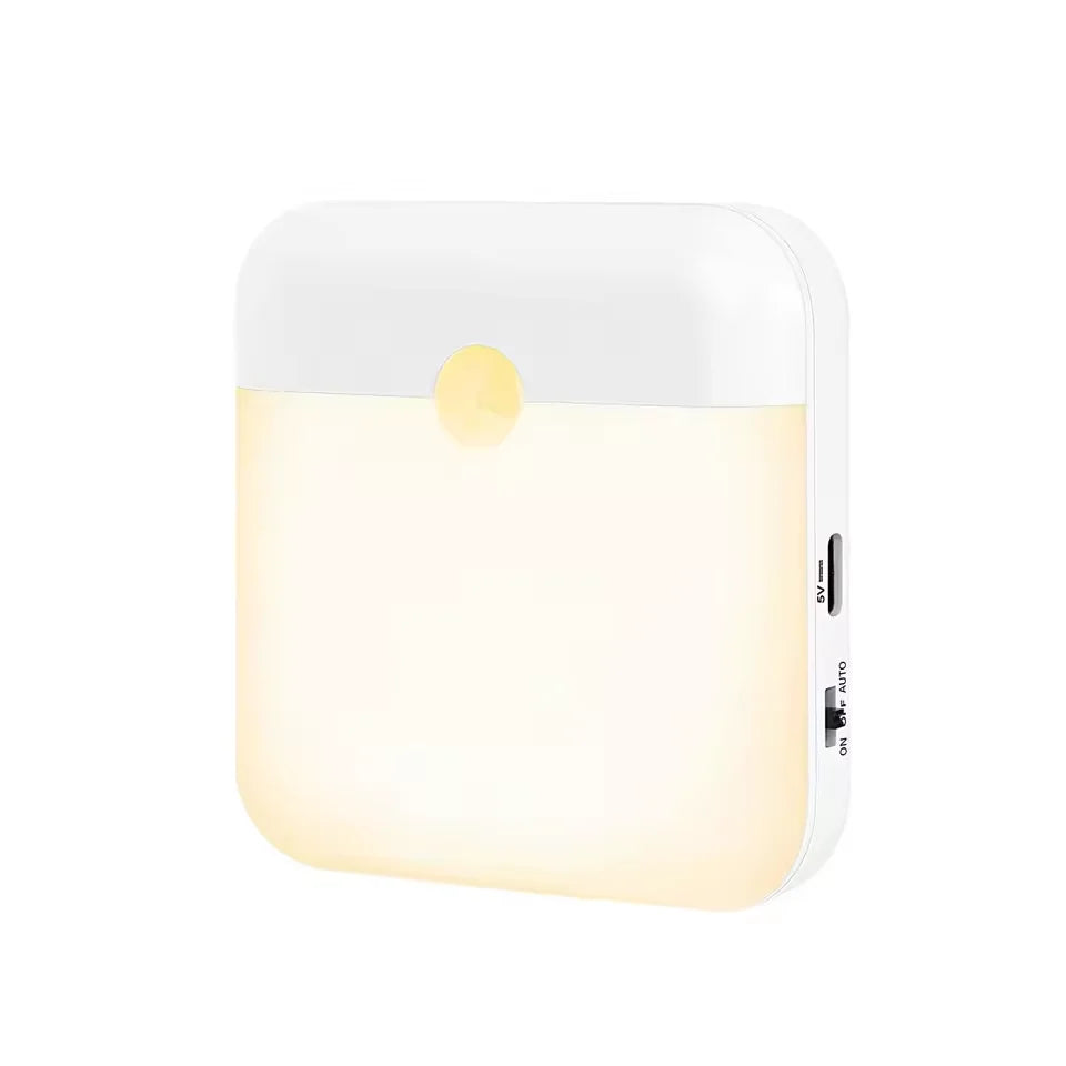 Motion Sensor Light Led Usb TYPE-C Charging Square Lamp for Bedroom Kitchen Stair Hallway Wardrobe Cupboard Lighting Night Light