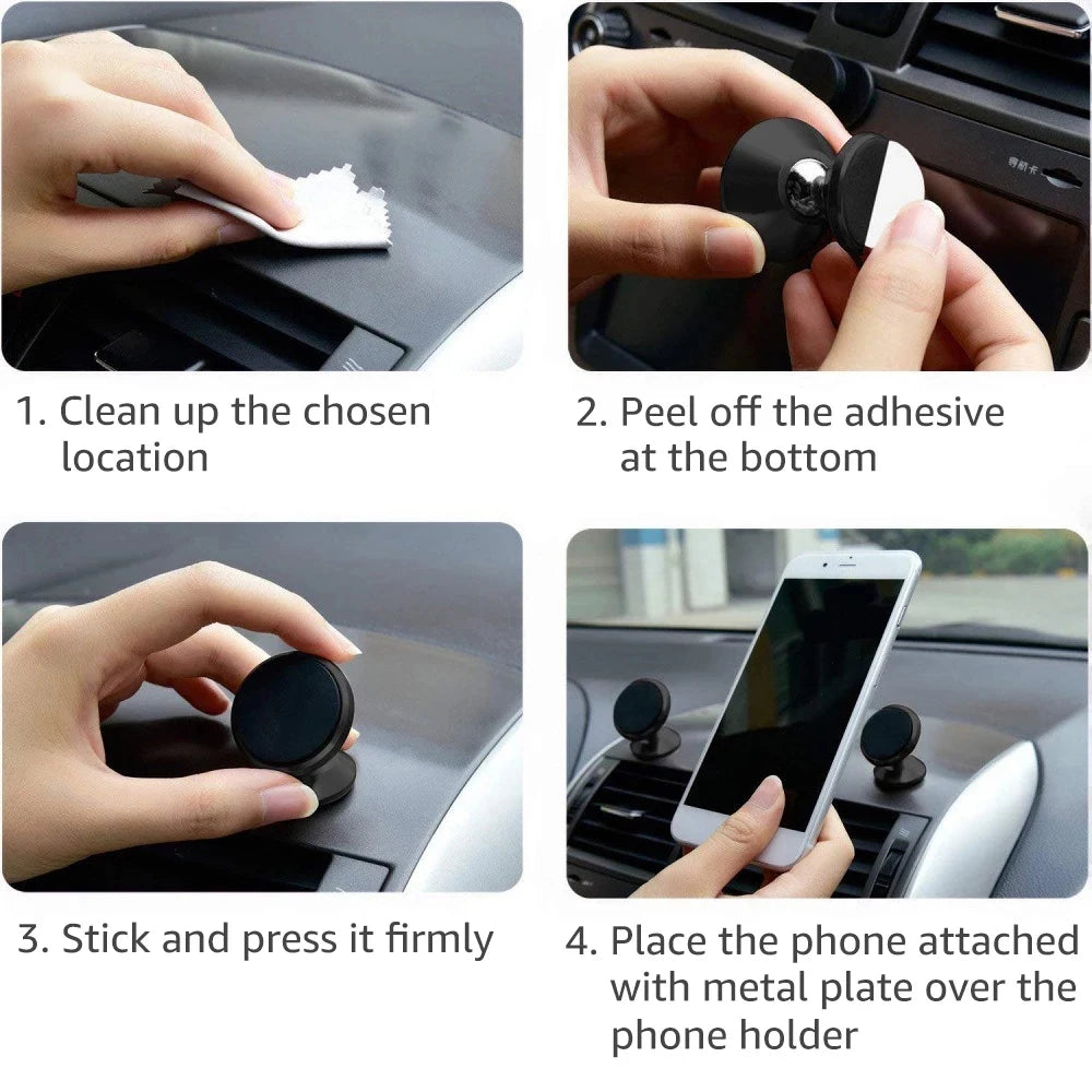 Magnetic Car Phone Stand Magnet Mount Bracket Adhesive Stick on Dashboard for iPhone 14 13 12 Pro Samsung Xiaomi Huawei Mobile