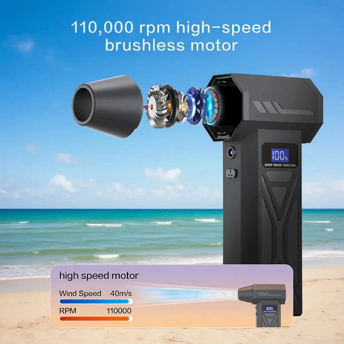 Powerful Air Blower 110000Rpm 4 Gear Adjustable Turbo Jet Blower With Led Light Battery Display Cordless Compressed Air Duster - Shoppiline