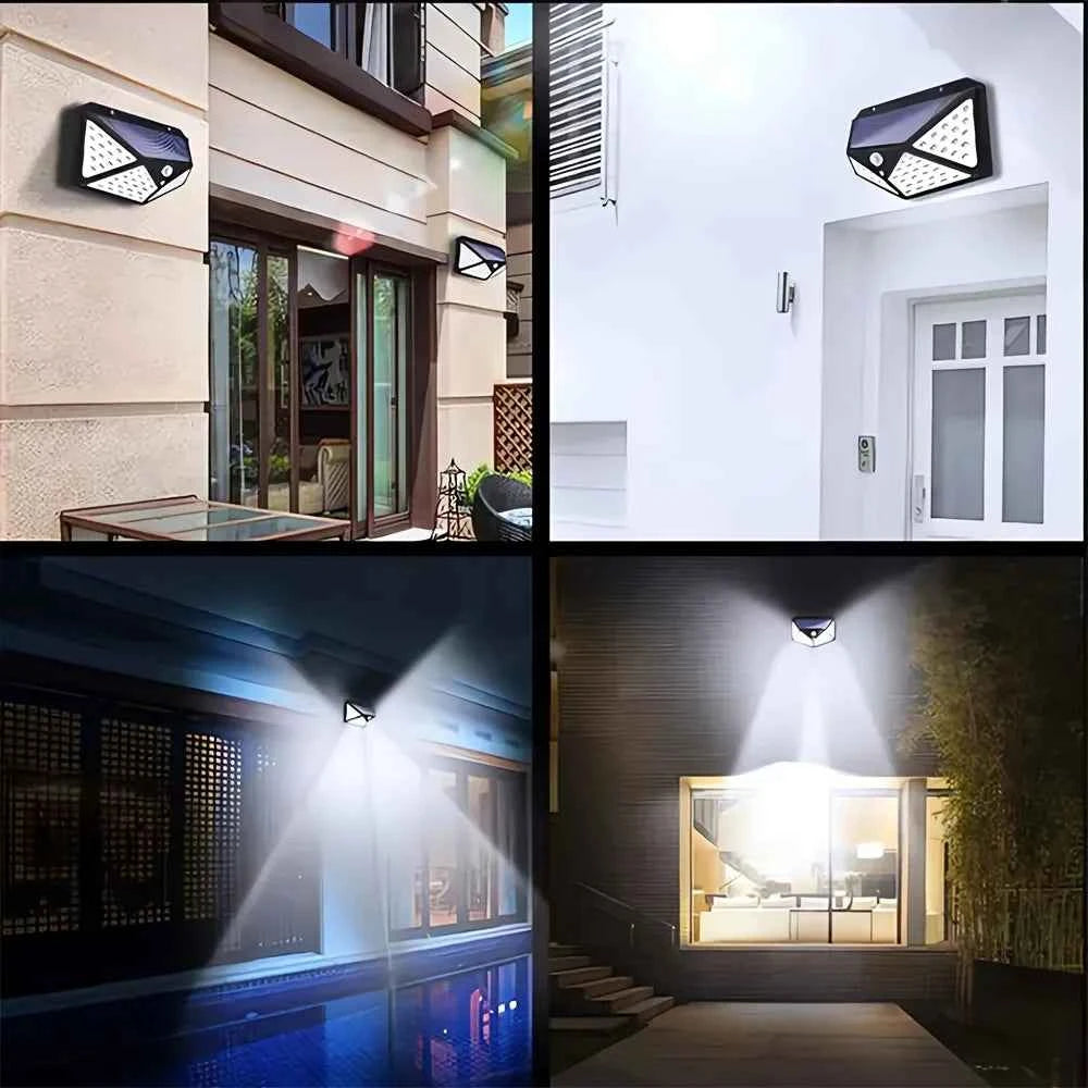 100LED Solar Flood Lights 3 Modes Outdoor Solar Motion Security Solar Light Waterproof for Garden Patio Garage Wall Light