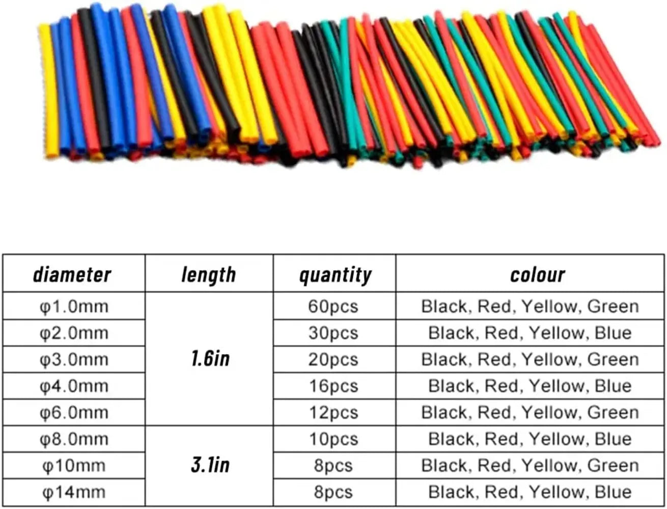 580PCS 2: 1 Cable Shrink Tube Kit Heat Assorted Pack Thermoretractile Insulation Sleeving Cable Wire Shrink Wrapping for DIY