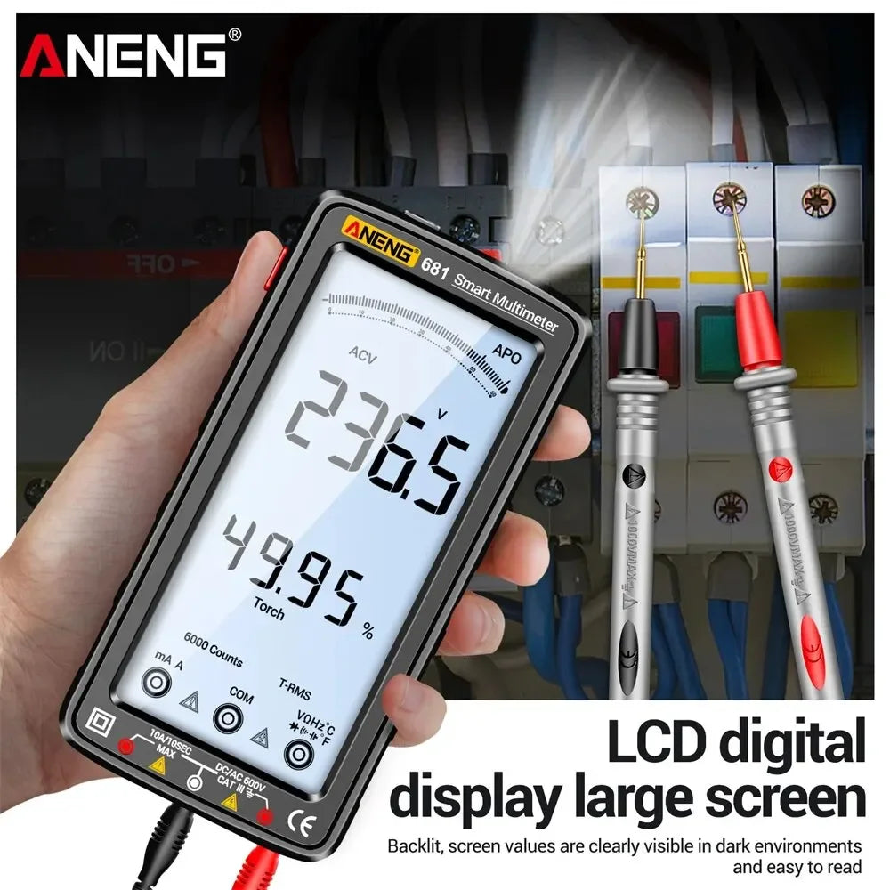 ANENG 681 Non-contact Voltage Tester AC/DC Rechargable Digital Professional MultimeterVoltage Meter LCD Screen Current Tester - Shoppiline