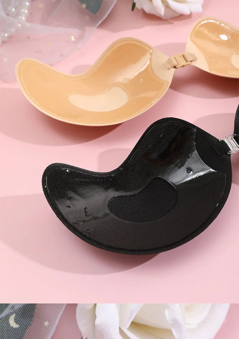 FINETOO 1-15PCS Women Invisible Nubra Breast Patch Tow-Color Hypoallergenic Mango Cup bra Silicone Non-Falling Off Thin