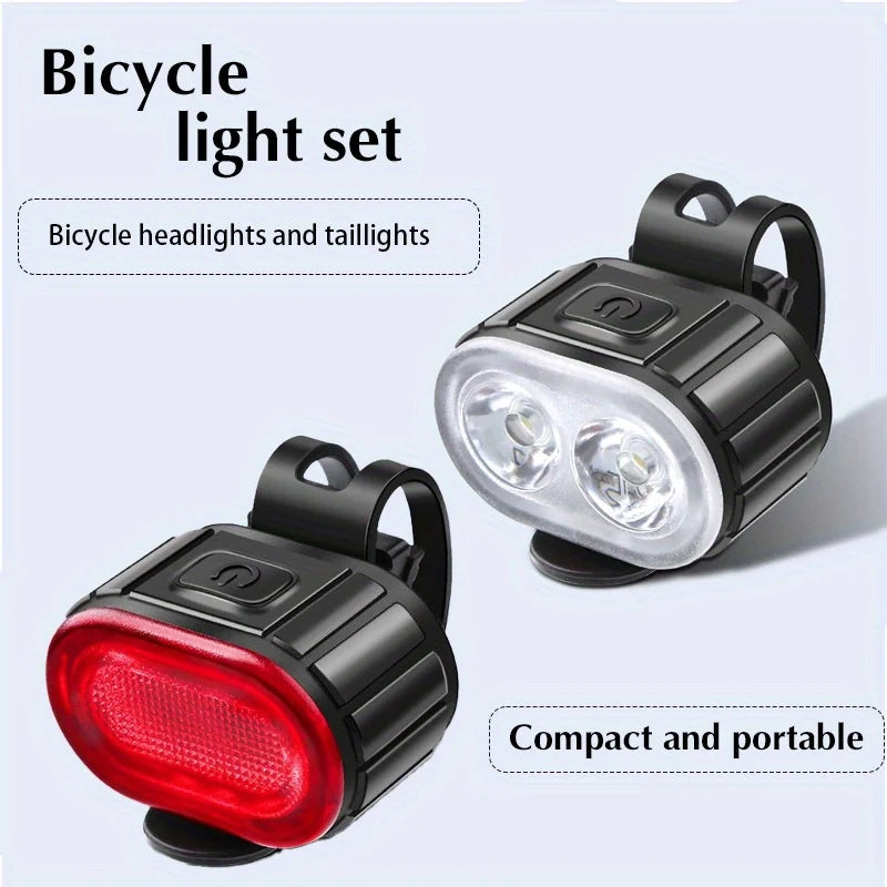 USB Rechargeable Bicycle Lights Bike Safety Warning Lamp Outdoor Waterproof Cycling Flashlight For Mountain And Road Bikes