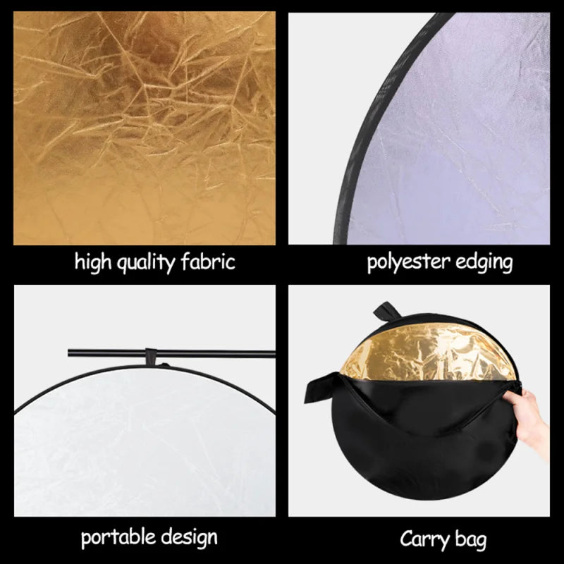 Clearance_RF01 24" Reflector 5in1 30CM 60CM 80CM 110CM Silver White Gold Portable Collapsible Soft Light Round Photography for S