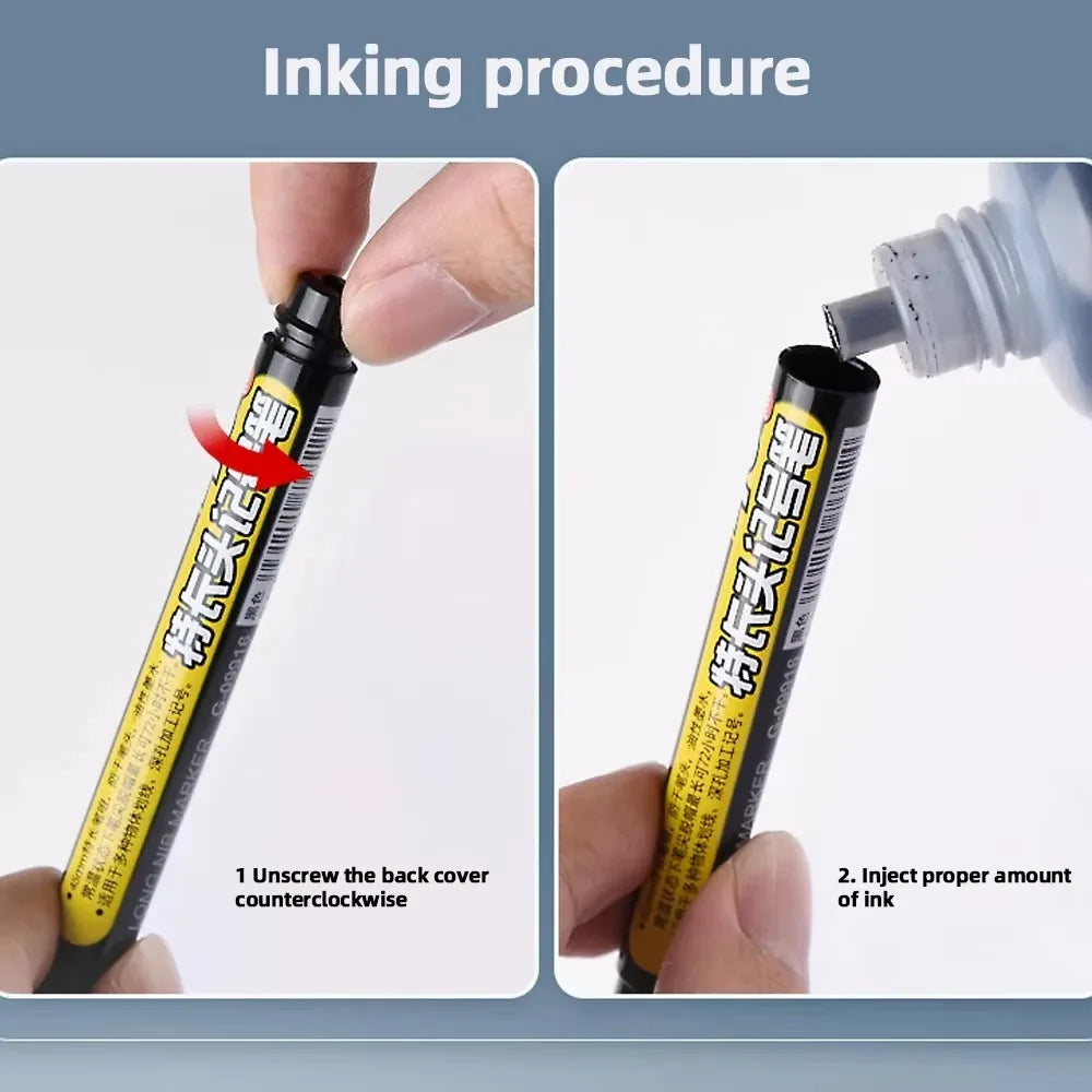 45mm Waterproof Long Head Nib Deep Hole Markers Pen Tile Carpenter Pen Multi-purpose for Woodworking Black/Blue/Red Ink