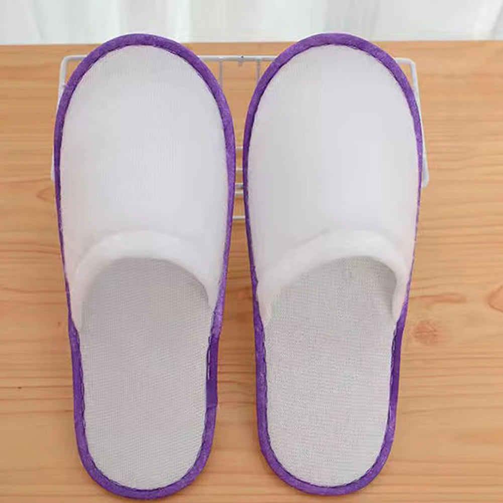 10Pair Lot Hotel Slippers Men Womens random color Velvet Travel Disposable Cotton Home Hospitality Shoes Cheap SPA Guest Slides - Shoppiline
