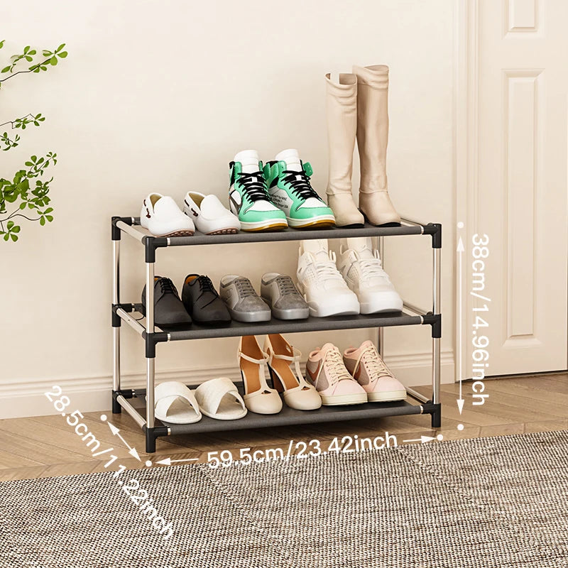 Stylisches Schuhregal Metall Einfaches Schuhregal Schuh-Organizer Ständer Halter Platzsparendes schwarzes Schuhregal für Wohnzimmer