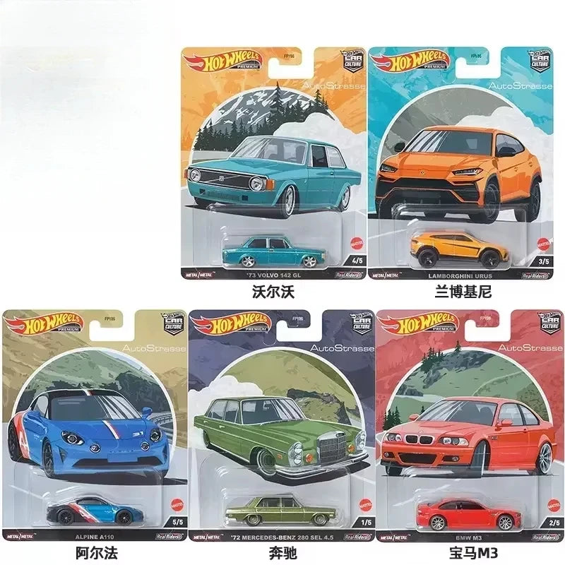 Original Hot Wheels Premium Models Car Culture Race Day Canyon Real Riders Audi Ford Mercedes C-class Toys for Boys 1/64 Vehicle