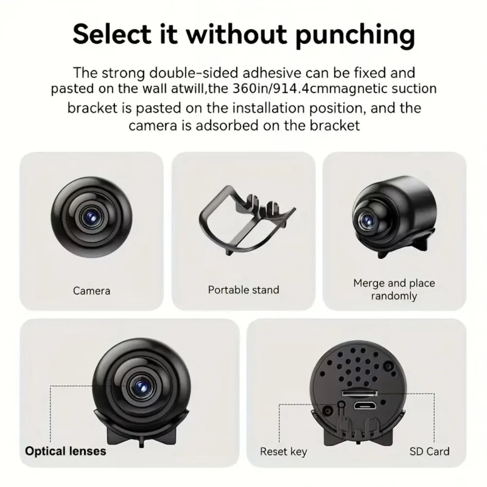 Mini 1080P Wireless Security Camera – Night Vision & Motion Alerts | Discreet Indoor Surveillance for Home, Office & Travel - Shoppiline