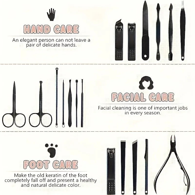 24-teiliges Maniküre-Set, professionelles Pediküre-Set, Nagelpflegeset, Zehennagelknipser für Männer und Frauen, Nageltrimmer