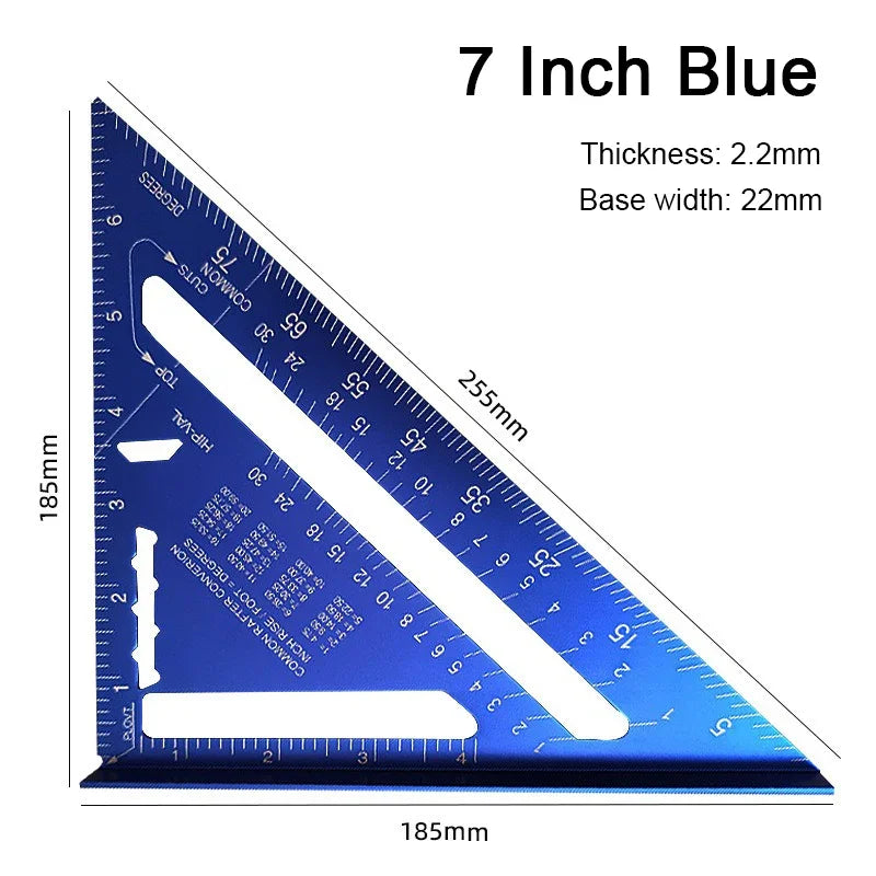 7 Inch Aluminum Alloy Speed Square, Dual Inch/Metric Angle Ruler for Woodworking & Carpentry