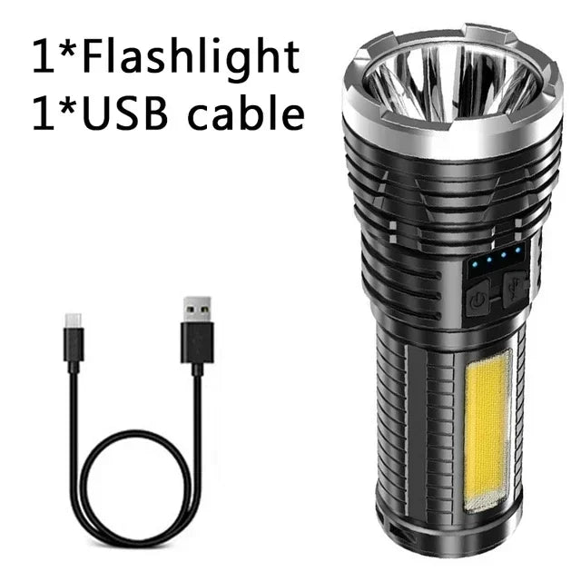 5 LED High Power Led Flashlights Rechargeable Camping Torch 5 Lighting Modes For Outdoor Camping Adventure Lamp with Side Light