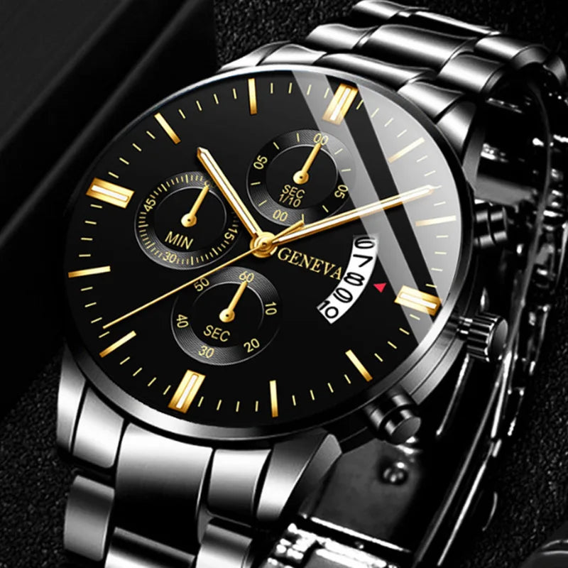 Luxus Edelstahl Herren Kalender Quarz Uhr Mode Business Uhren für Herren Uhr Reloj Hombre