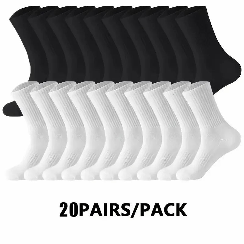 5/10/20 Pairs Neutral Solid Color Round Neck Socks Spring Summer Sweat Absorbing Breathable Comfortable All-season Sports Socks