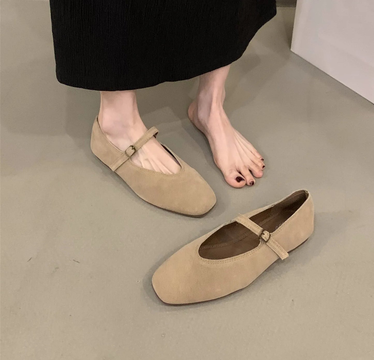 Bailamos 2024 Frühling Neue Marke Damen Flats Runde Zehen Kniehohe Slipper Damen Casual Ballettschuhe Weiches Leder Elegante Anzugschuhe
