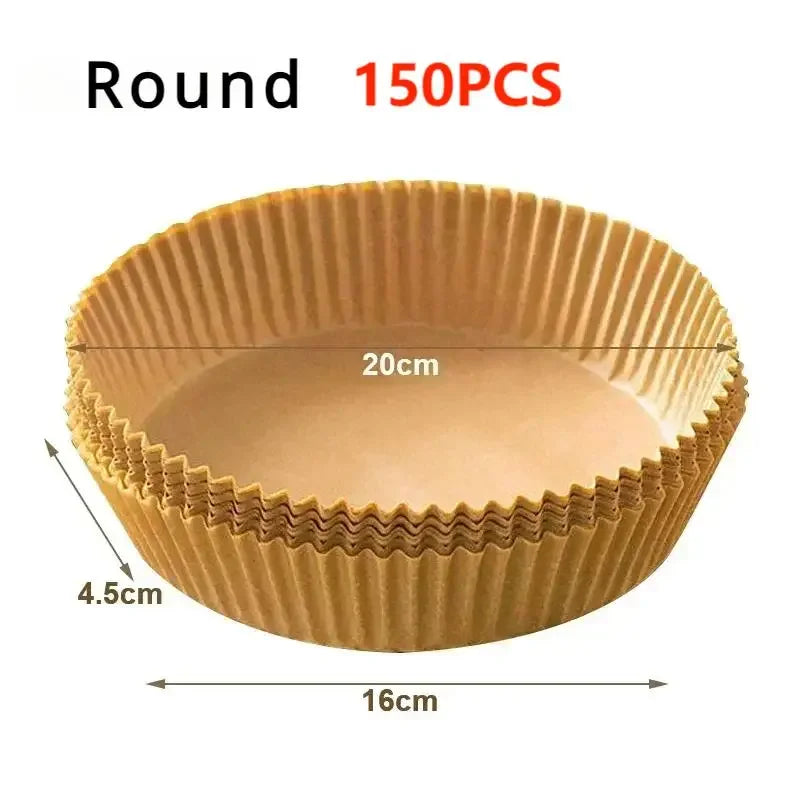 50/100PCS Einweg-Heißluftfritteusenpapier Quadratisch Rund Backpapier Grillplatte Antihaftmatte Küchenbackofen Öl absorbierendes Papierwerkzeug