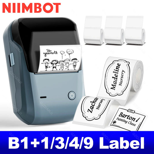 NIIMBOT B1 Portable Thermal Printer With Tapes 2 Inch Adhesive Label Machine Mini Bluetooth Sticker Maker Waterproof Labels Roll - Shoppiline