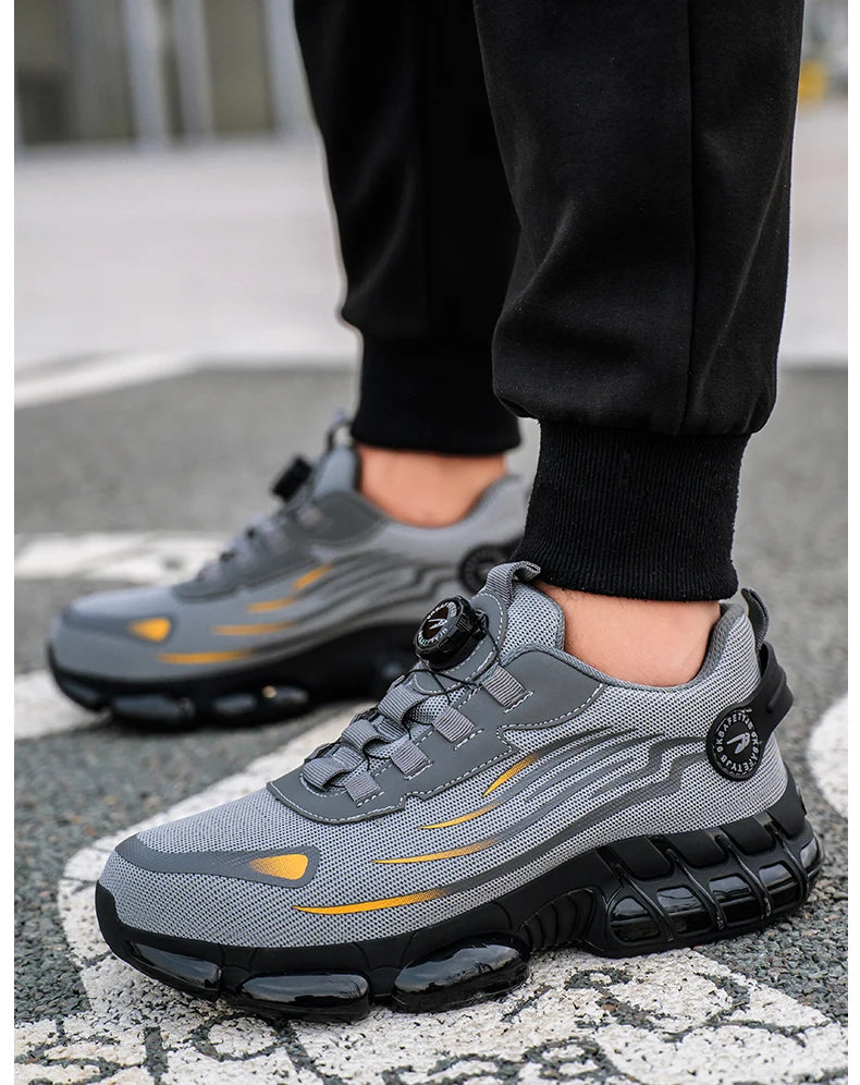 Rotary Buckle Work Safety Shoes For Men and Women Air Soft Sole Lightweight Protective Work Sneakers Men Breathable Boots - Shoppiline