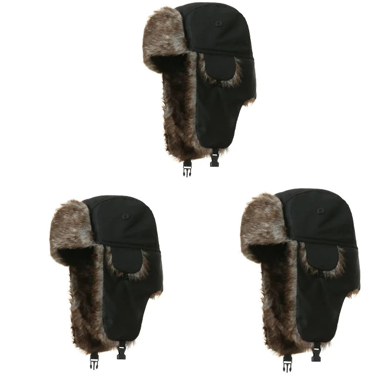 Unisex Warm Mens Women Trapper Cap Aviator Trooper Earflap Winter Flaps Ski Hat New Bomber Hats Russian Ski Hat Faux Fur Hats