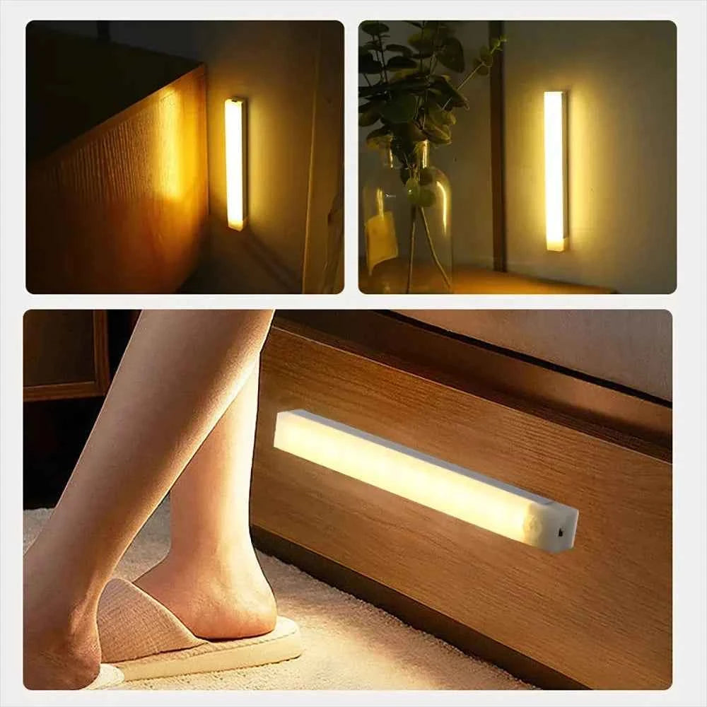 HOMEFISH Cabinet Light USB Rechargeable Motion Sensor LED Bar Light Induction Night Light Portable for Kitchen