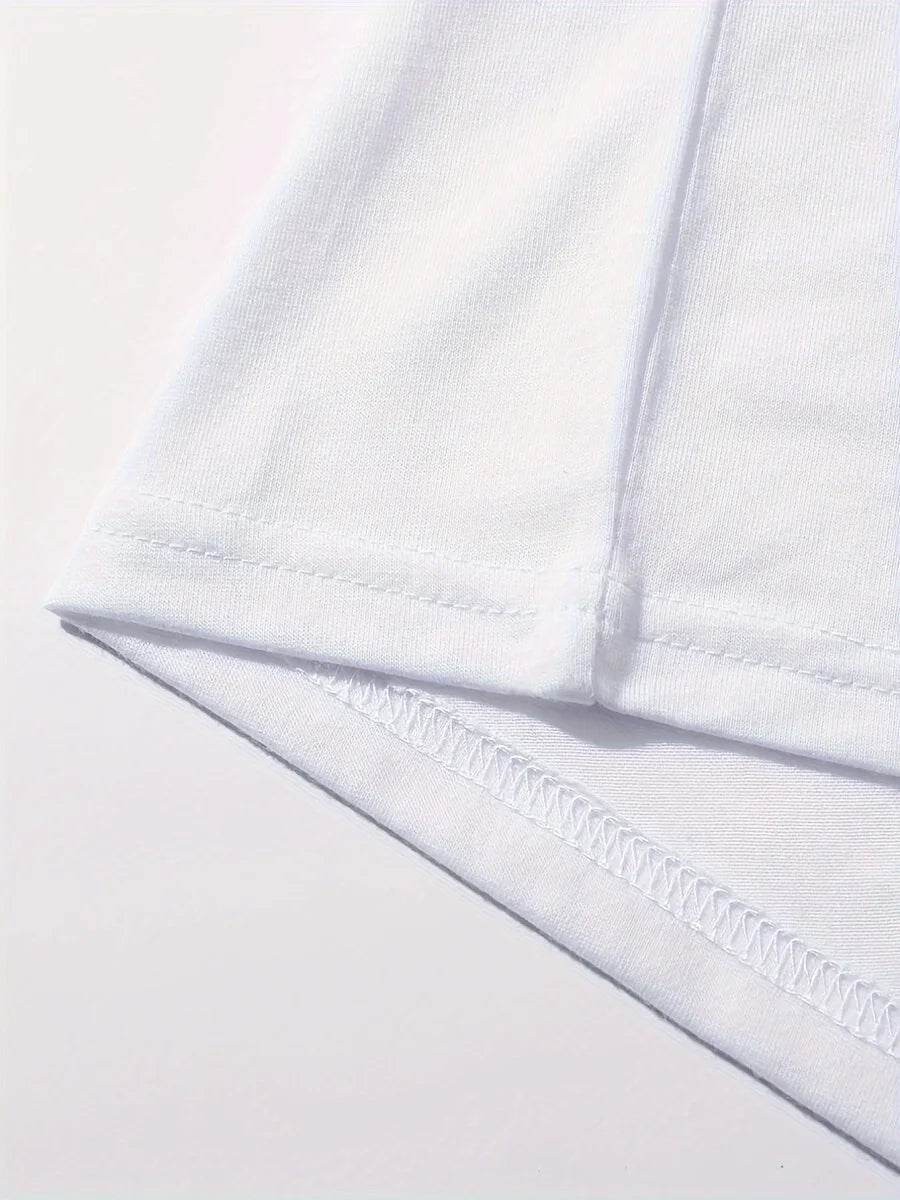 T-shirt d'été ample et amusant pour femme, avec imprimé chat blanc, décontracté, à manches courtes, col rond, haut pour l'été, vêtements pour femme avec animaux