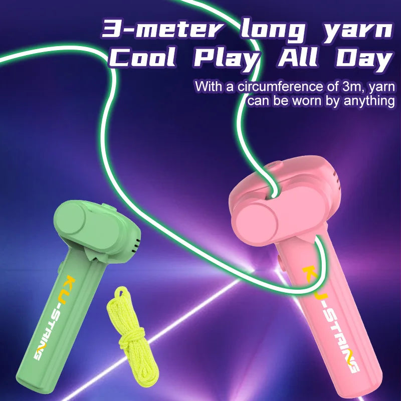 USB Rechargeable Glow String Launcher Toy Luminous Rope Shooter ABS Decompression Fidget Toy 3M Yarn for Kids Adults Party Gift