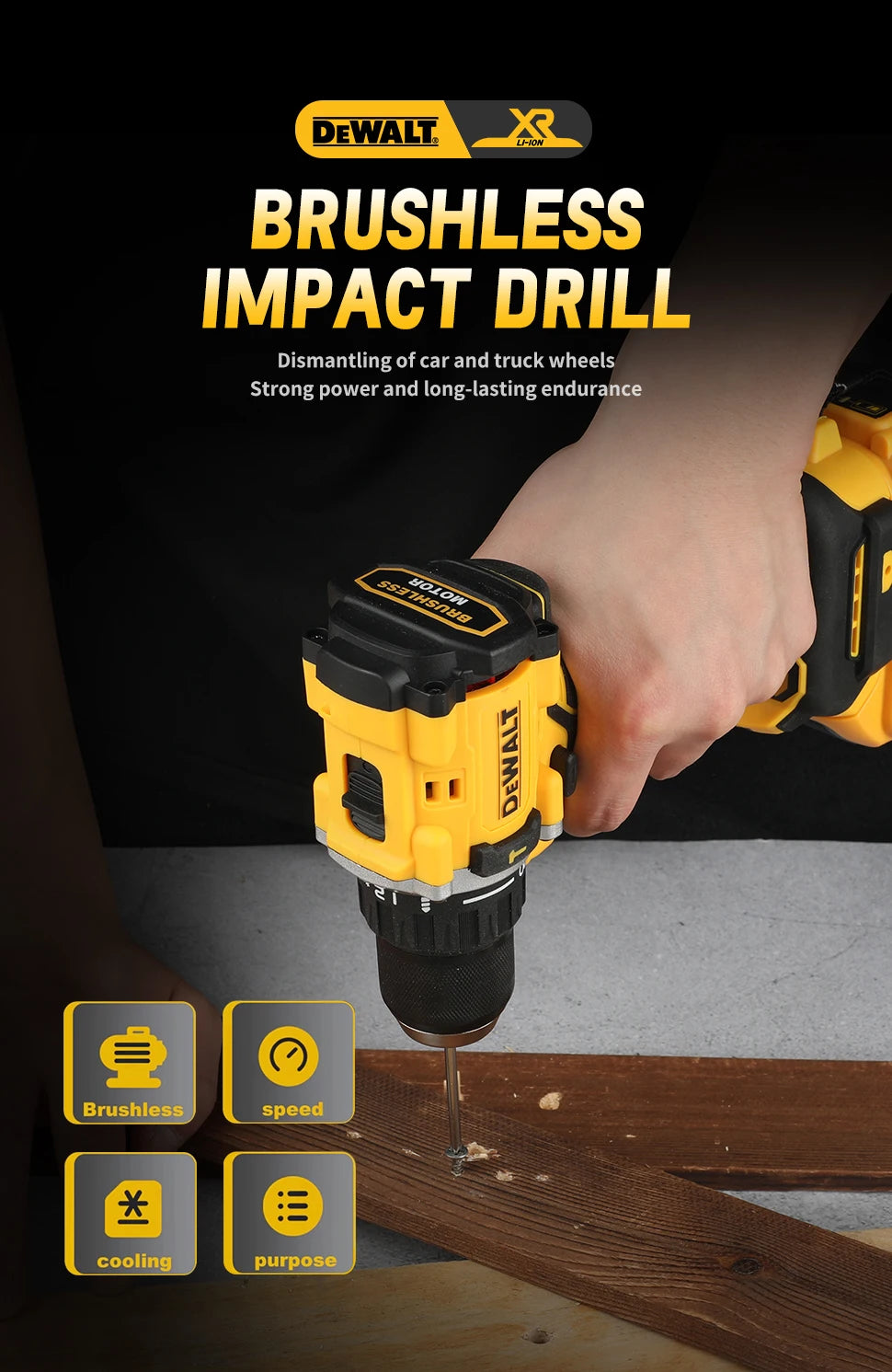 DEWALT Lithium Battery 20V Rechargeable Brushless Compact Electric Screwdriver Hand Drill Impact Drill DCD805 - Shoppiline