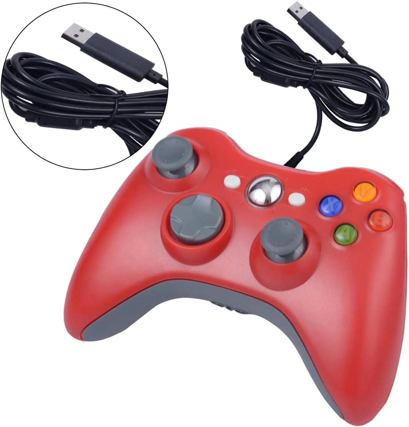 Wired Game Controller for Xbox 360 with Dual-Vibration,Compatible with Xbox 360/360 Slim&PC Windows 7,8,10,11