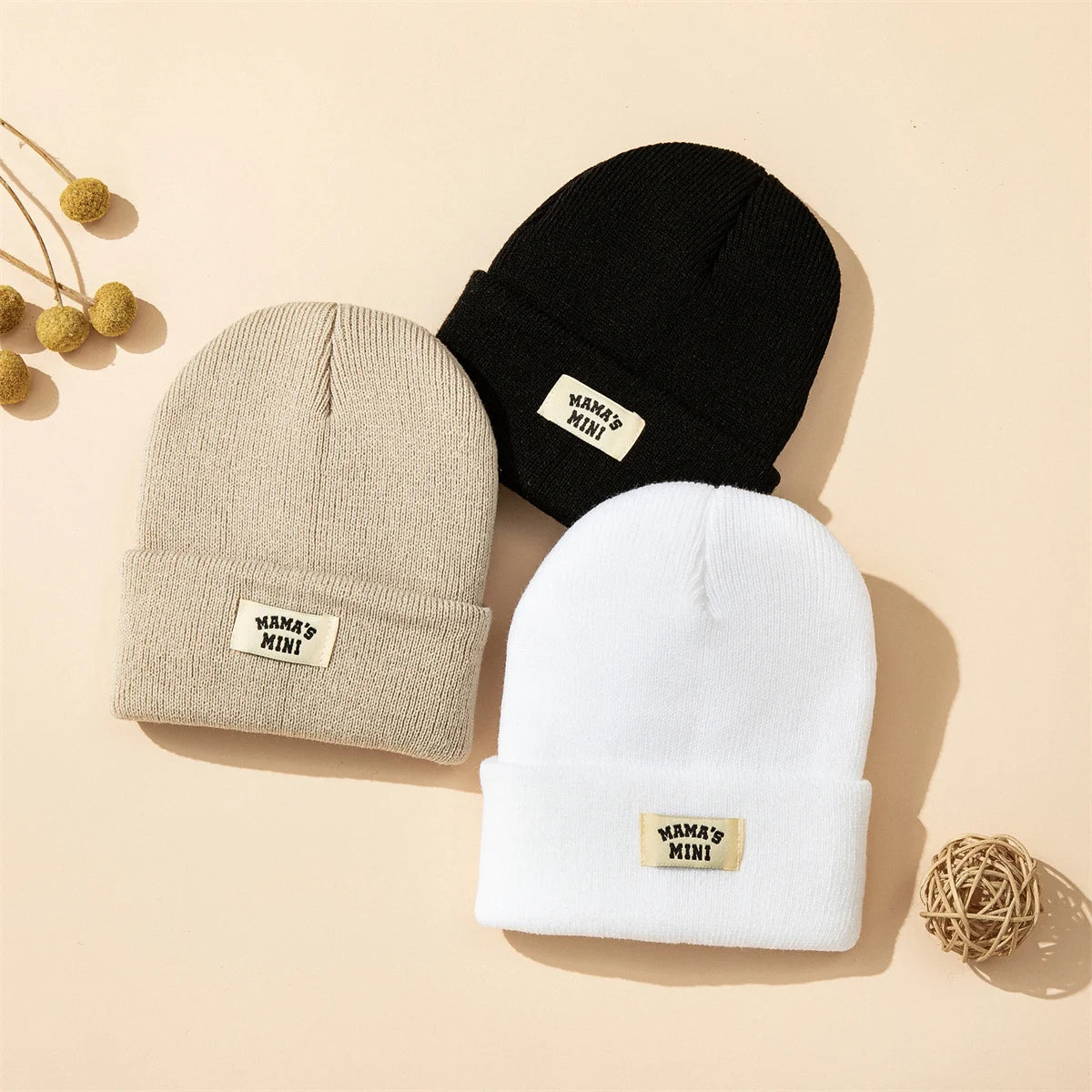 Clearance_3pcs/set Hot sales Autumn and Winter Warm 0-24 Month Kids Cap With Letter Boy Girls Soft Knitted Hat Children Head Acc