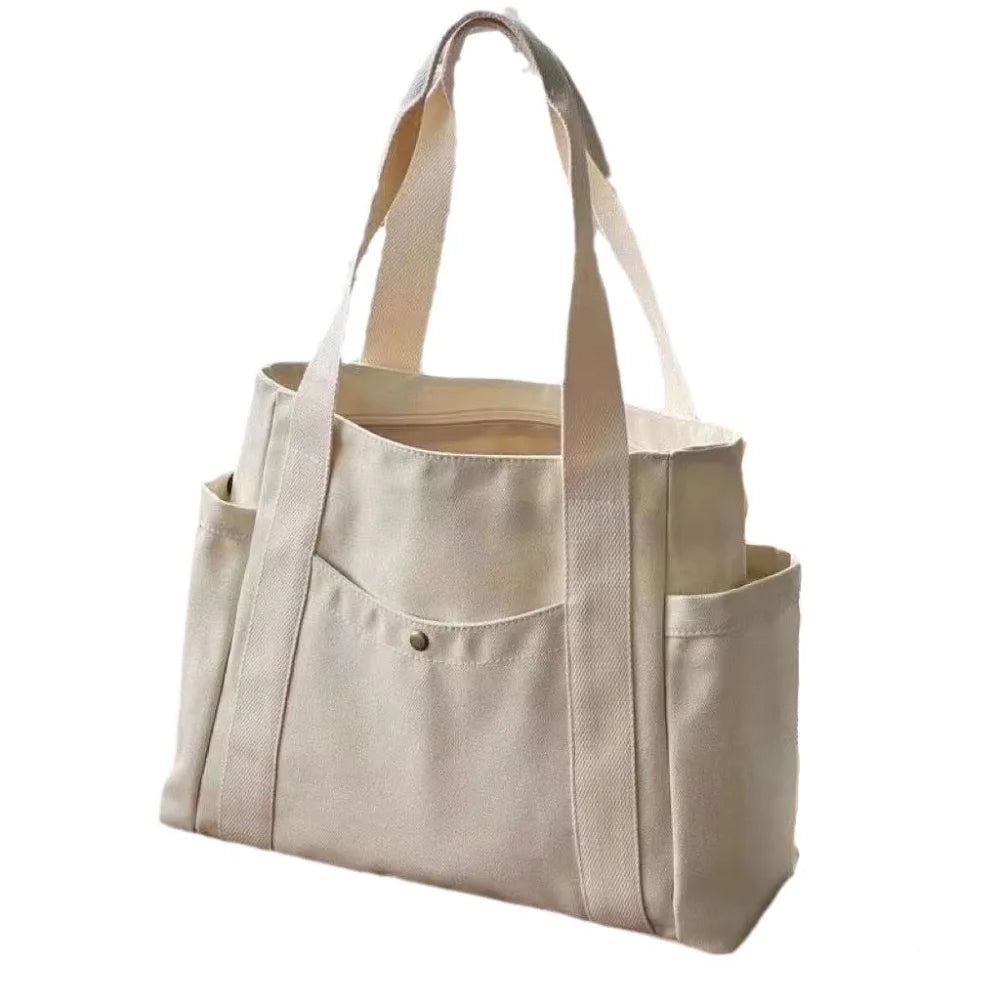 Große Kapazität Canvas Tragetaschen für Arbeit Pendeln Tragetasche College Stil Student Outfit Buch Umhängetasche Einkaufstasche