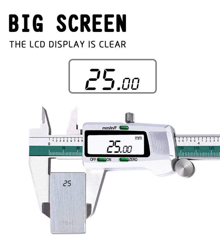 ET50 150mm Stainless Steel Digital Caliper 6-Inch 0.01mm High Precision Fraction/MM/Inch Measure Woodworking Thickness Gauge - Shoppiline