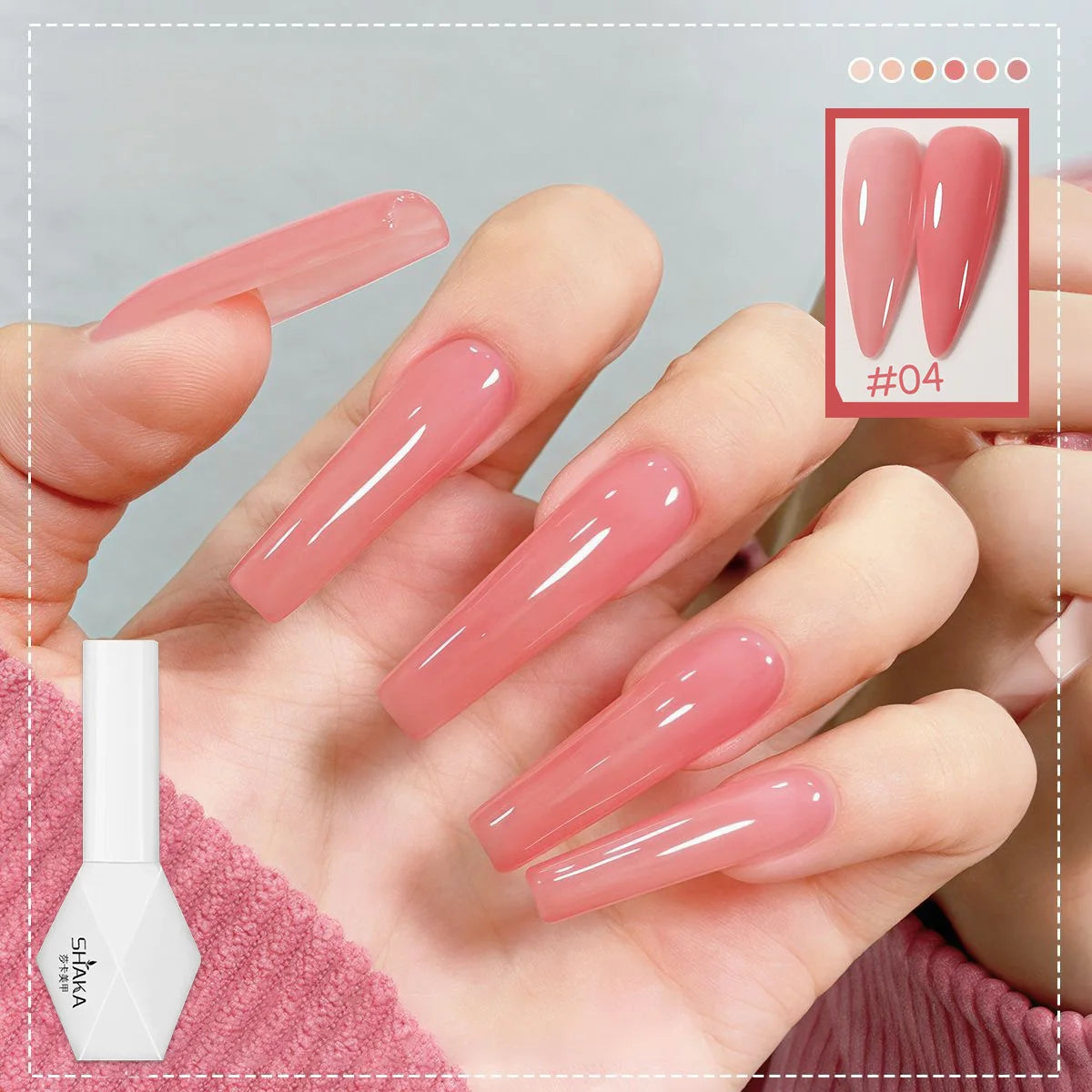1-6pcs SHAKA Spring Ice Skin Naked Pink Gel Nail Polish 2026 New Style Versatile And Stylish Nail Art Nail Supplies