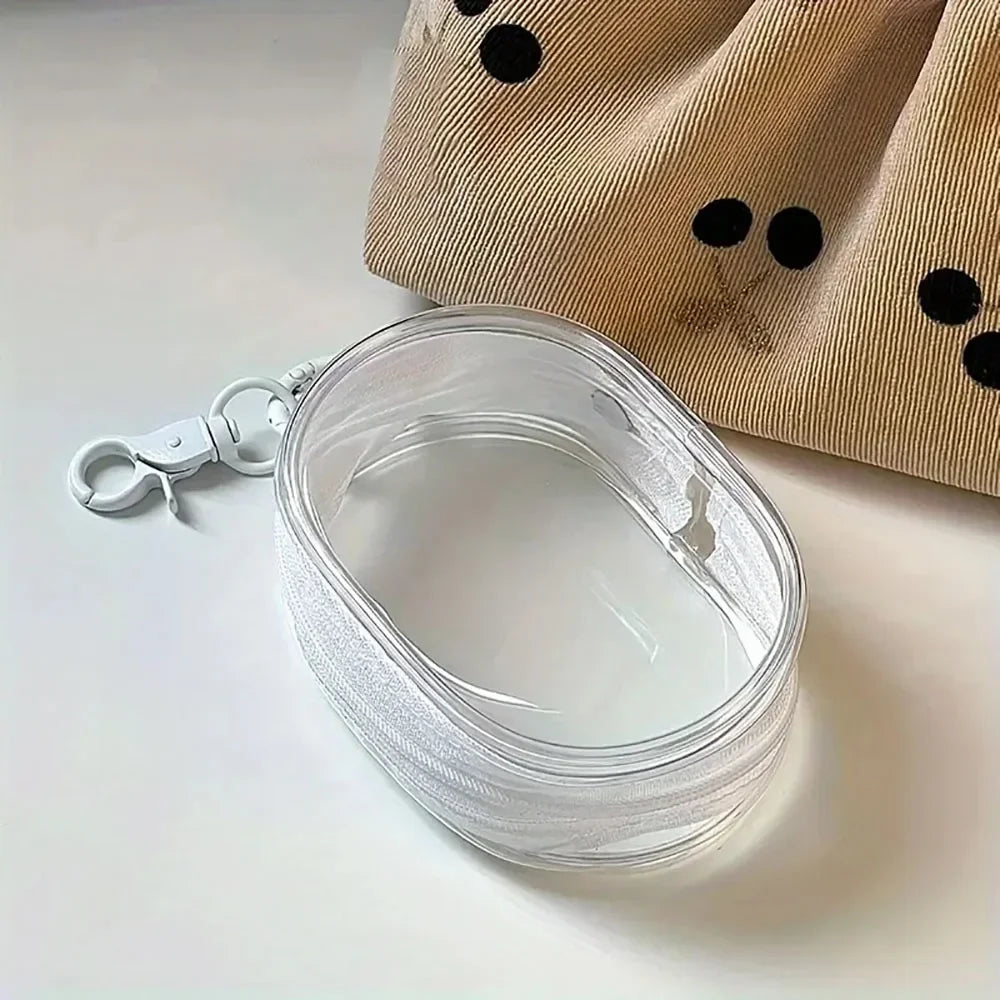 1/2Pcs Transparent Plush Doll Display Organizer Bag with Keychain Portable Protector Box for Dolls Earphone Case Outdoor Carry