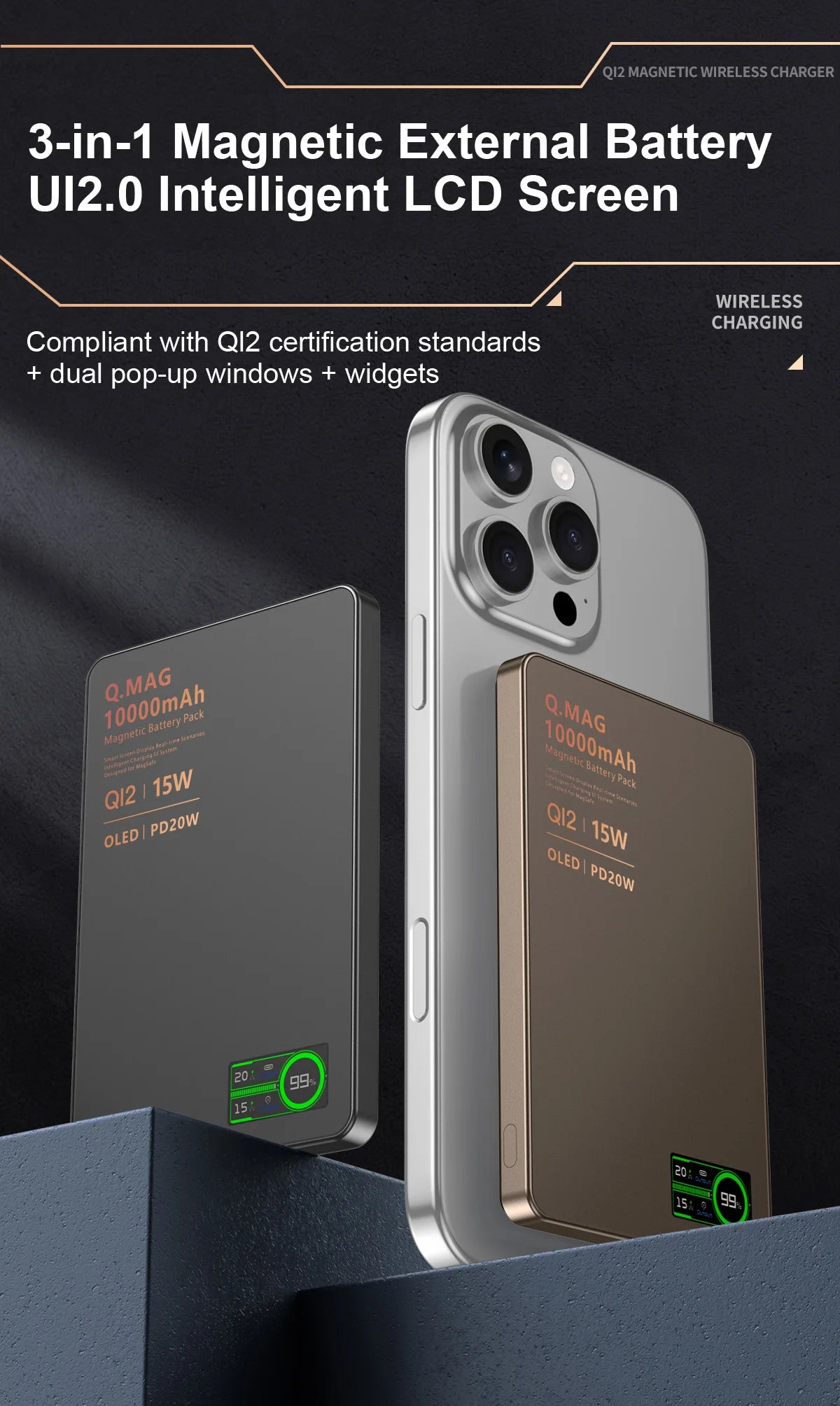 QI 2.1 Magnetic Powerbank Wireless Fast Charing Spare Portable External Battery for iPhone 12-17 Pro Watch Airpods 5000/10000mAh - Shoppiline