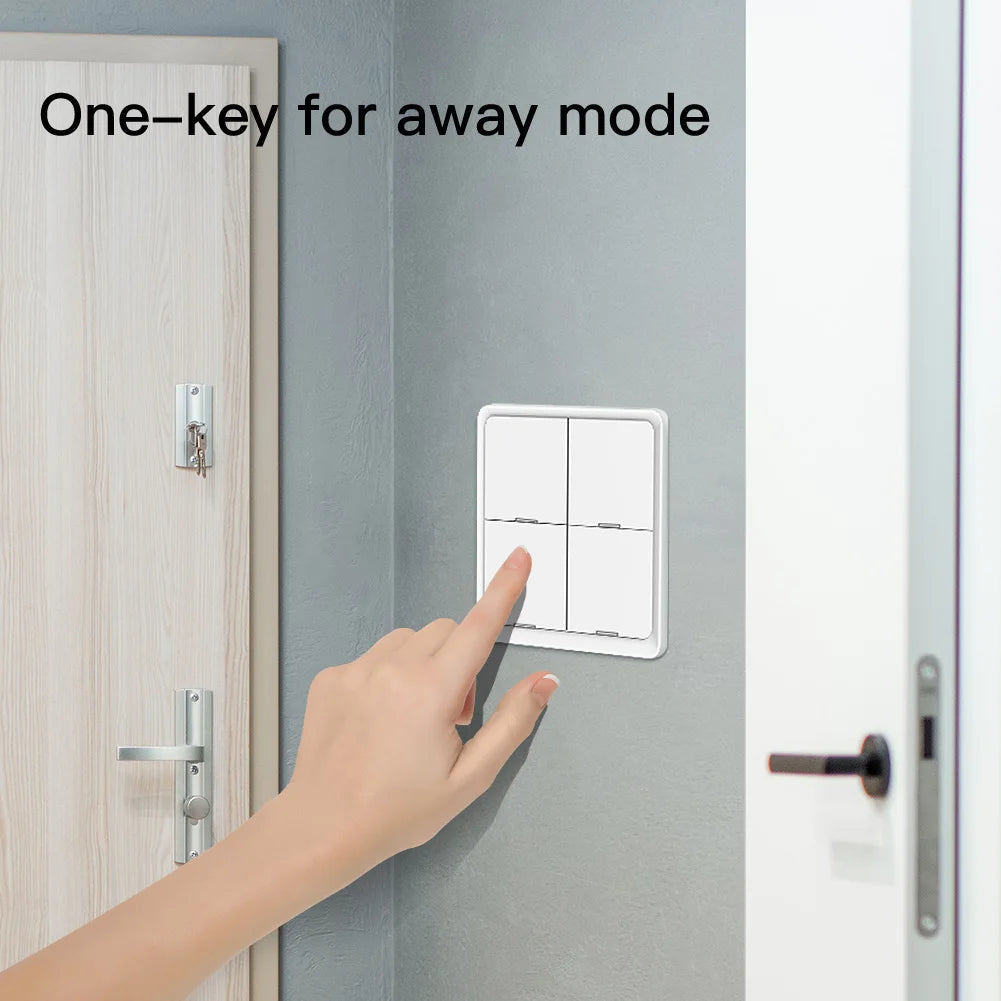 MOES 4 Gang Tuya ZigBee Wireless Scene Switch - 12 Customizable Automation Scenarios, Battery-Powered Push Button Controller for