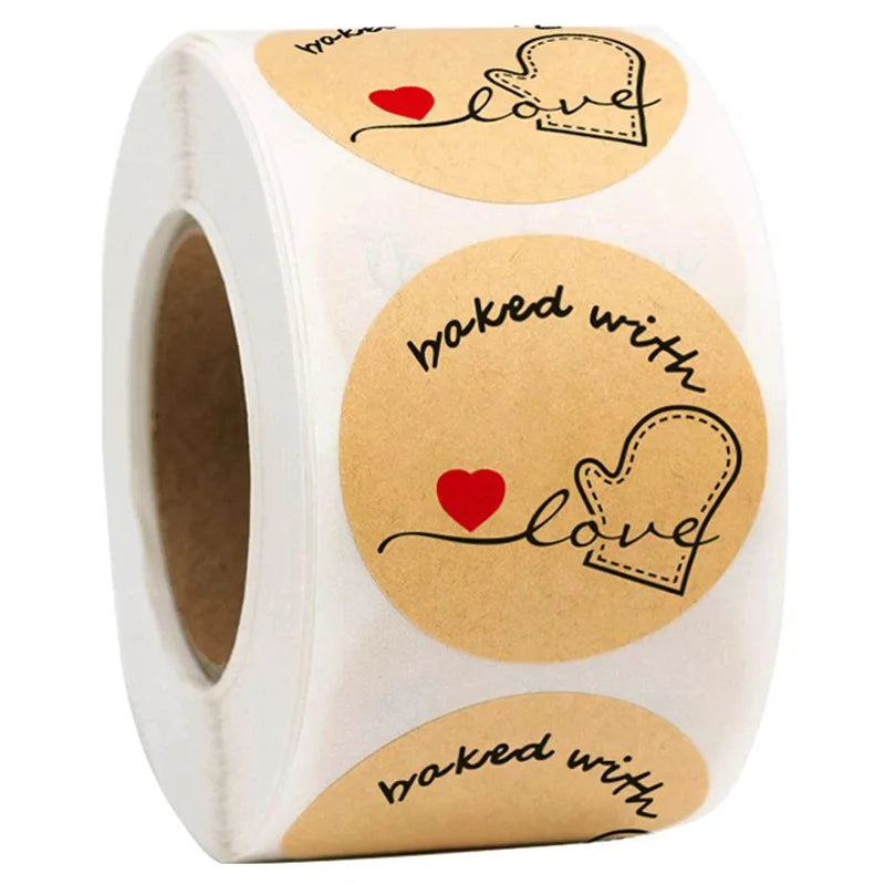 500 Pcs Baking Kraft Paper Heart Shape Labels for Packaging, Envelope Seals, Small Business, Wedding, Birthday, Party Gift Wrap