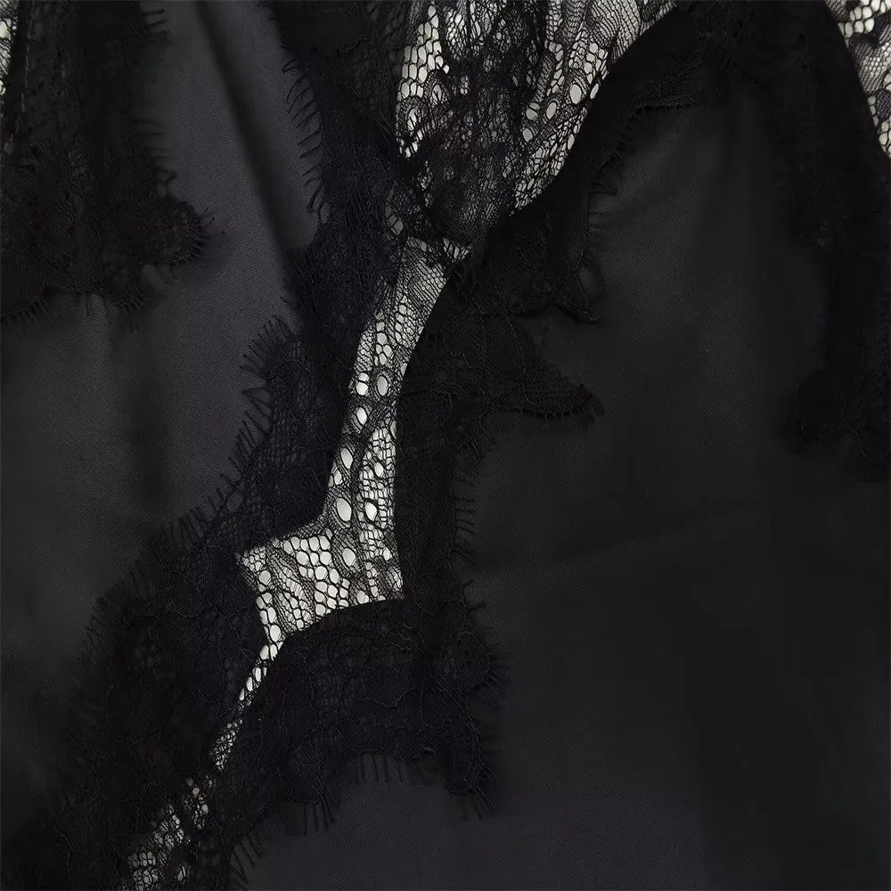 Elegant Asymmetrical Lace Lace Patchwork Top Sleeveless Backless Camisole Tops V Neck Sexy Lace Women tank top Summer Wear