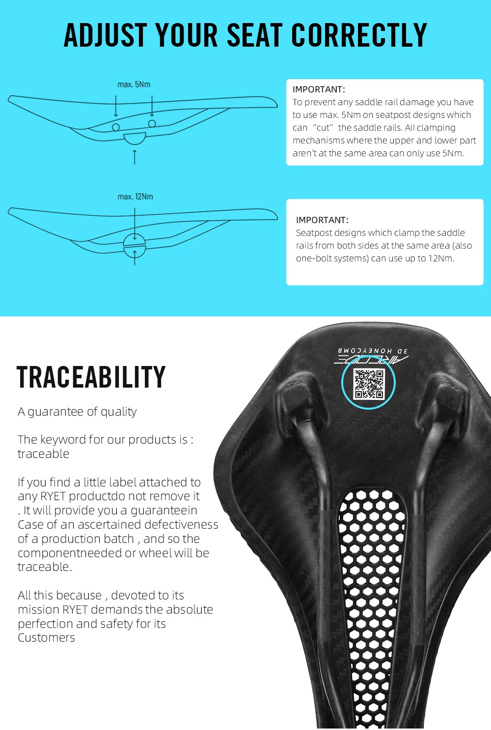 RYET Full Carbon 3D Printed Saddle Ultralight Hollow Comfortable Breathable MTB Road Racing Bike Cycling Seat Bicycle Accessory - Shoppiline