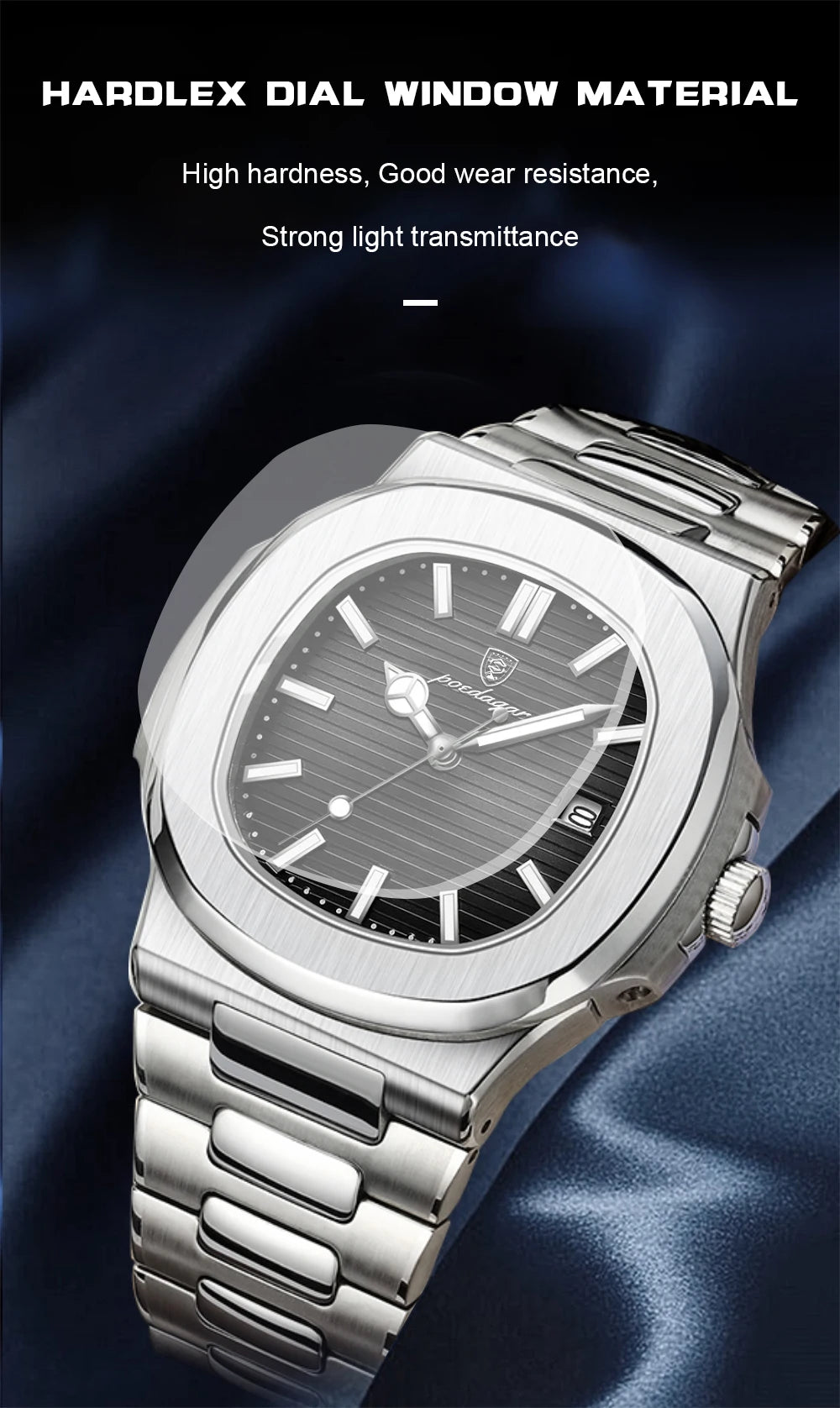 POEDAGAR Top Luxusmarke Herrenuhr Sport Wasserdicht Leuchtend Datum Herrenarmbanduhr Quadratisches Zifferblatt Quarz Herrenuhren Hohe Qualität