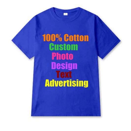 2025 Unisex Custom Design LOGO Printing Personalized Men's  Harajuku Solid Color Text Photos Clothing Ads Pure Cotton T-shirt - Shoppiline