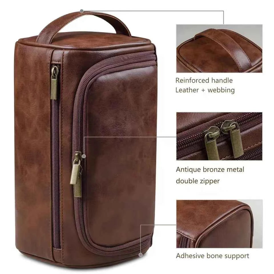 Large Leather Toiletry Bag Hanging Dopp Kit for Men Women Waterproof Wash Bag Cosmetic Storage Bag Ideal for Traveling & Outdoor