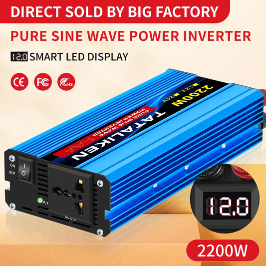 Pure Sine Wave Inverter 1000W-4000W DC 12V and 24V to AC 220V 50hz Power Inverter Charger  Adapter Universal Socket - Shoppiline