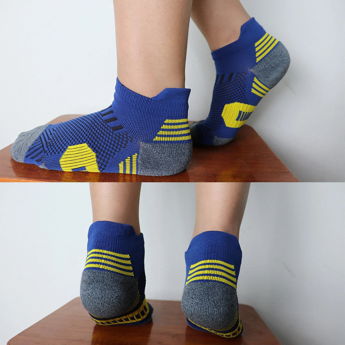 3/9 paires de chaussettes de sport antidérapantes pour hommes et femmes, chaussettes de basketball professionnelles épaissies avec fond en serviette pour la course à pied et l'entraînement de fitness