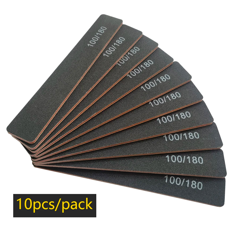 Nagelfeile Buffer 100/180 Körnung Halbmond Nagelfeilen Doppelseitiges Schmirgelpapier Nagel schleifen Gel Nagellack Maniküre-Werkzeug