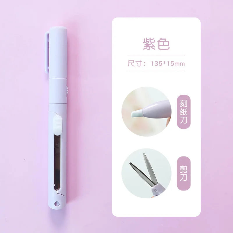 Multifunction Hand Account Cutting Folding Scissors Mini Engraving Knife Scissors Paper Trimming Utility Knife for Office School