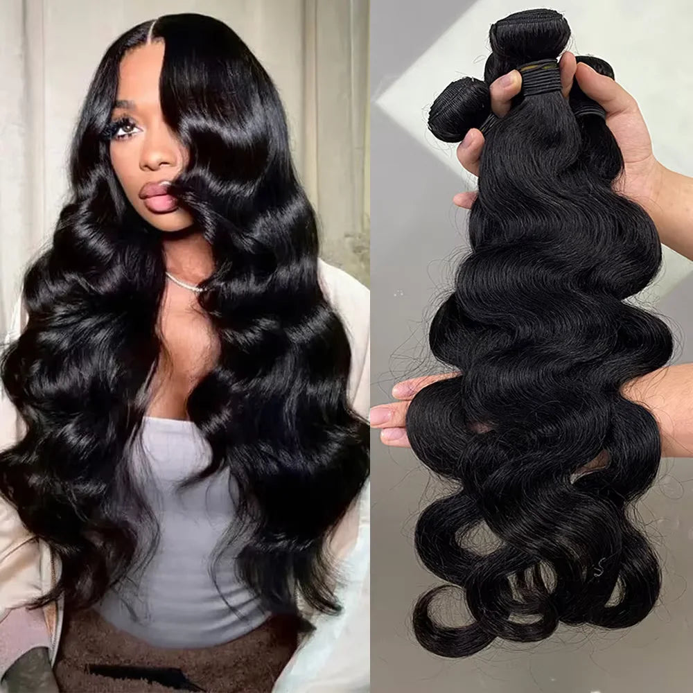 12A Lot de 1/3/4 mèches de cheveux humains Body Wave 24 pouces 100 % brésiliens bruts pour femmes, épaisses, livraison en 3 jours