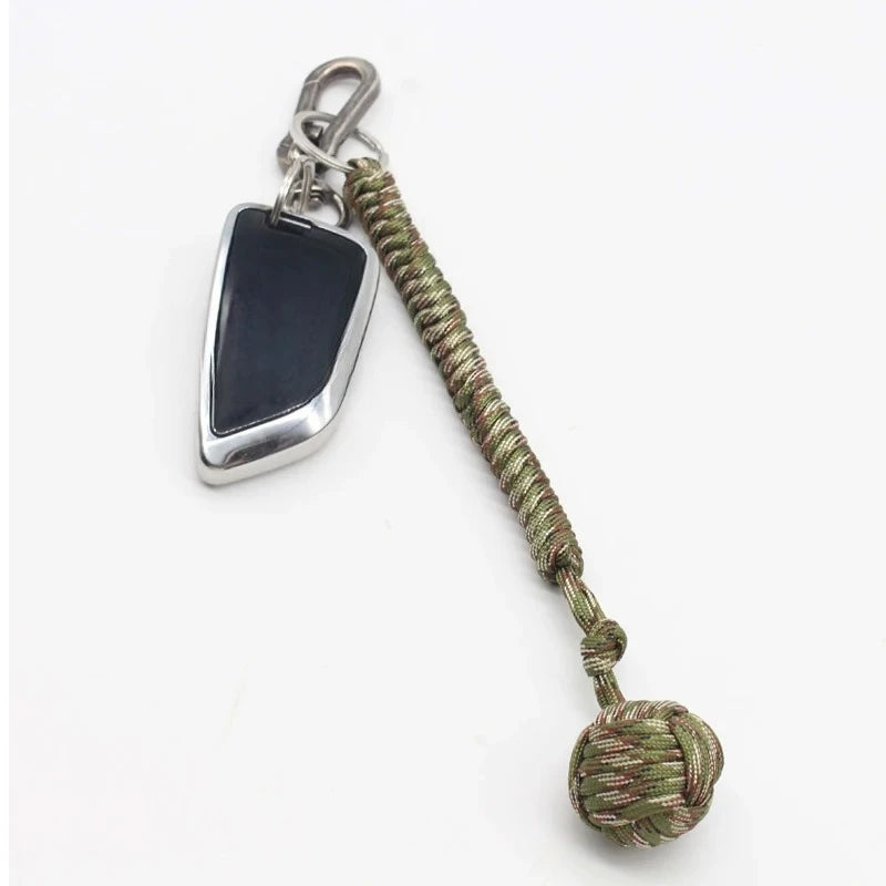 Black Monkey Fist Steel Ball Key Chain for Girls - Outdoor Security Protection Self Defense Lanyard for Bearing Broken Windows