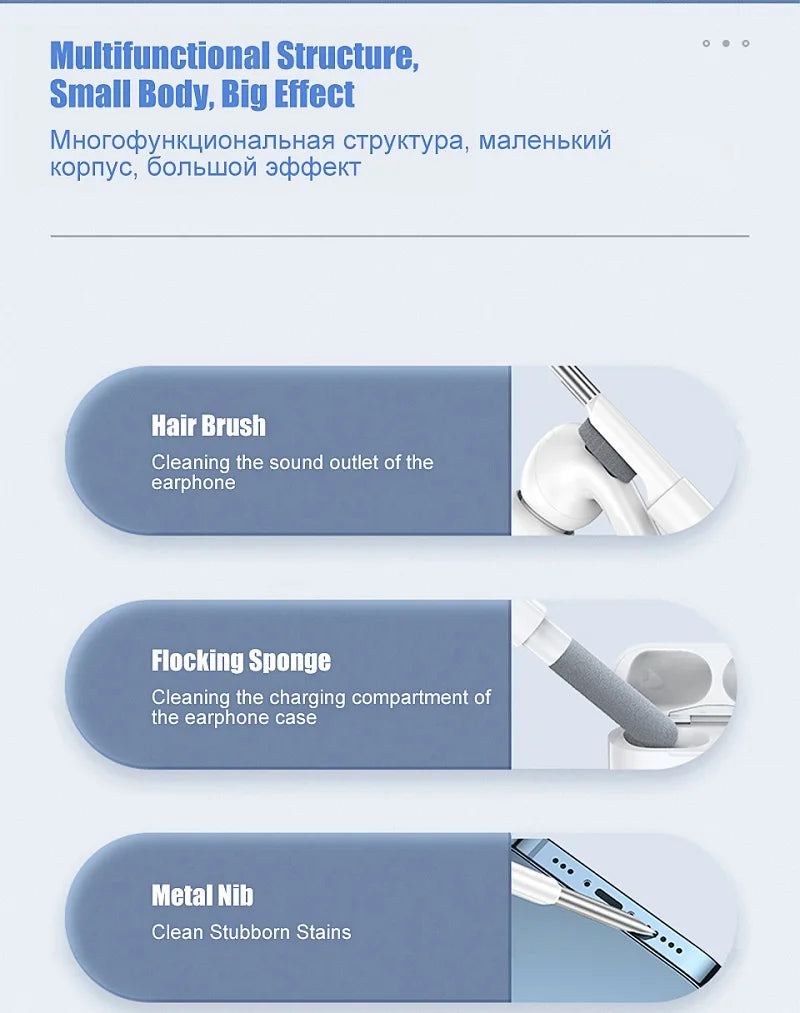 Bluetooth Earphones Cleaning Tool for Airpods Pro 3 2 1 Durable Earbuds Case Cleaner Kit Clean Brush Pen for Xiaomi Airdots 3Pro